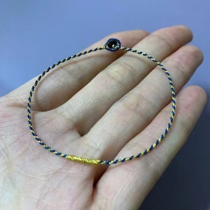 Two-tone Four-strand Braid Dorje Knot Ultra-fine Bracelet