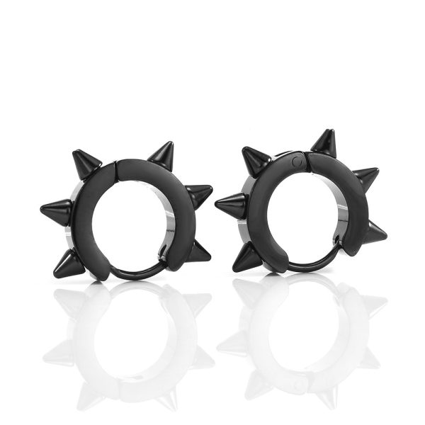 Stainless Steel Rivet Stud Earrings Circle Ear Clip