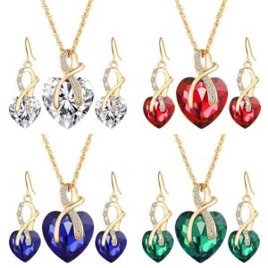 Jewelry Set With Crystal Glass Earrings And Necklace