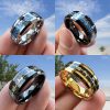 Stainless Steel Ring Heartbeat Design With Carbon Fiber