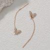 Butterfly Copper Micro Set Zircon Tassel Ear Line Femininity Senior Sense Long Tassel Face Thin Delicate Earrings