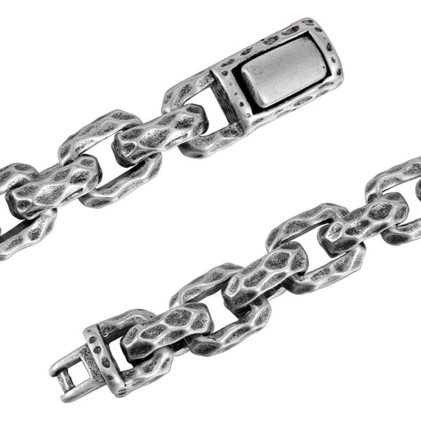 Hip Hop European And American Personality Domineering 12.5mm Thick Meteorite Crater Silver Titanium Steel Bracelet For Men