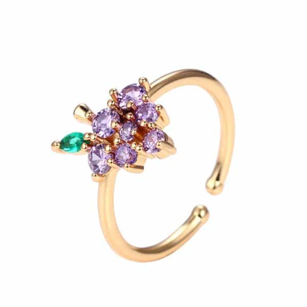 Cute Fruit Grape Copper Ring Simple Temperament Stackable Women