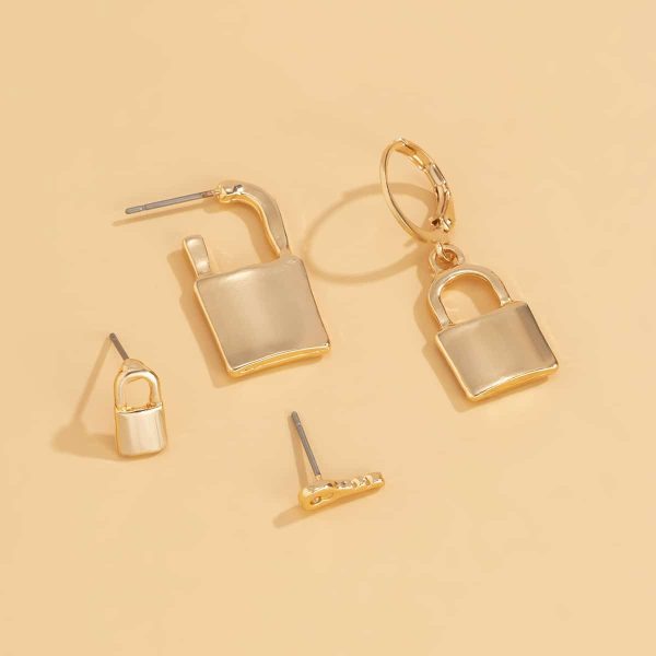Simple And Fashionable Key Lock Earring Set Personality