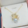 Electroplated Color Retaining Micro-inlaid Small Leaf Plant Pearl Necklace Pendant