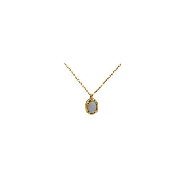 S925 Silver Plating 14K Gold Jelly Opal Pendant Necklace