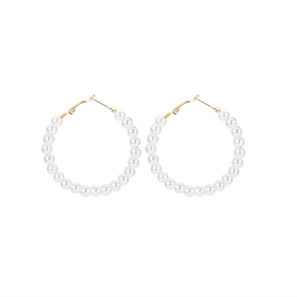 Pearl large circle earrings