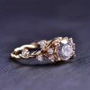 Light Luxury Cube Sugar Diamond Ring Vine Winding Moissanite Flower