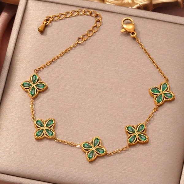 Small Flowers Inlaid Zircon Bracelet For Women
