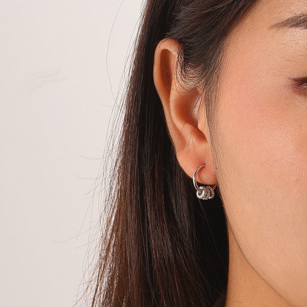 Sterling Silver Circle Ear Buckle Female Temperament Detachable