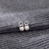 S999 Sterling Silver Pure Silver Light Luxury Stud Earrings Pearl Natural Freshwater