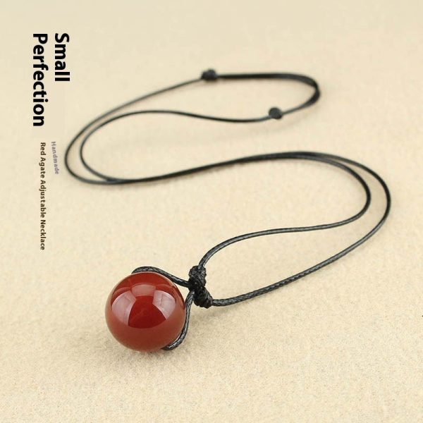 Red Agate Necklace Women's Simple All-matching Long Sweater Chain