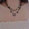 Natural Beaded Stone Butterfly Necklace