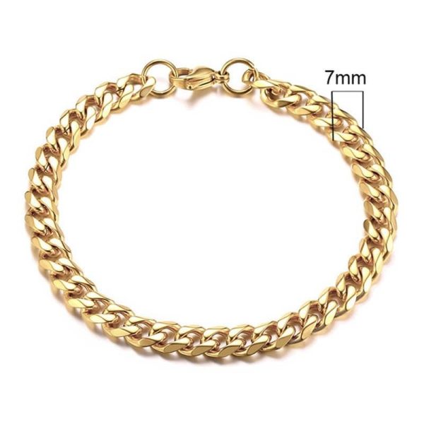 Gold Cuban Link Chain Six-sided Bracelet