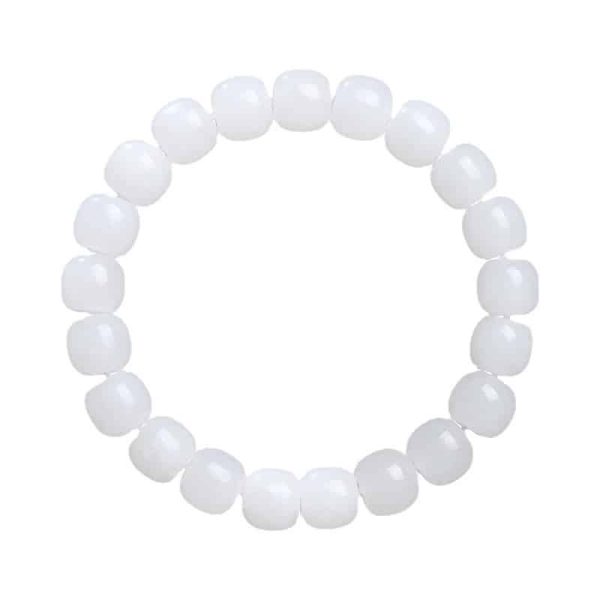 White Jade Barrel Beads Men's And Women's Bracelet