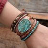 Natural Ocean Stone Leather Multi-layer Bracelet Simple