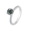 Moissanite Ring Female S925 Sterling Silver Ring Four-claw Micro-inlaid