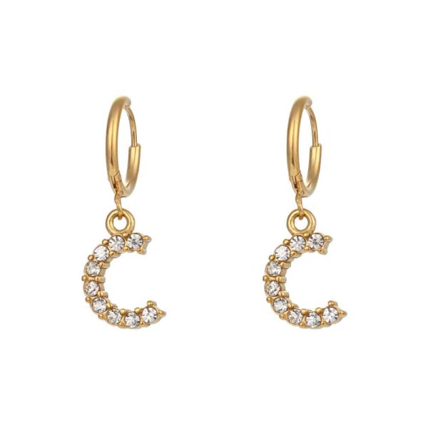 18K Gold Plated Micro Set Zircon Letter Earrings For Women