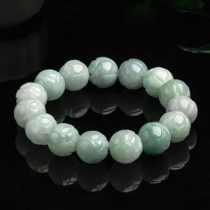 Natural Emerald Lotus Beads Jade Bracelet