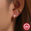 1b071f5c-a38e-4da8-a4cb-a282173056ca.jpg S925 Sterling Silver Fashion Simple Mini Geometric Glossy Round Eight-pointed Stars Single Row Zircon Set Earrings