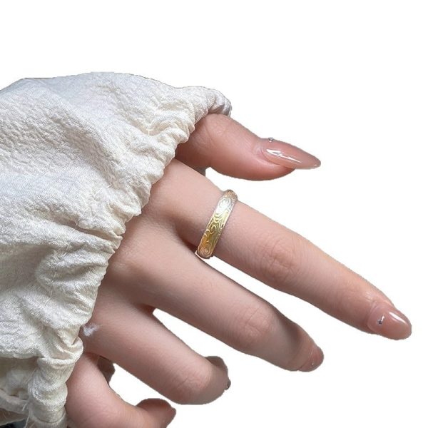 Xiangyun Pattern White Copper Silver Gold Ring