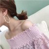 925 Silver Needle Pearl Circle Female Exaggerated Earrings