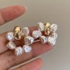 Irregular Pearl Circle Design Gold-plated Earrings For Women