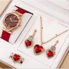 6pcs Set Ladies New Belt Quartz Watch Diamond Jewelry Suit