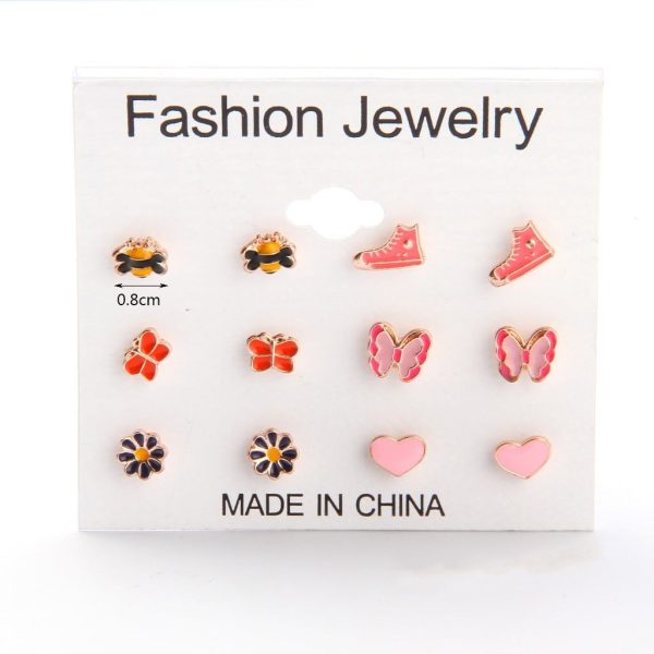 Personalized Oil Dripping Cartoon Animal Ear Stud Set