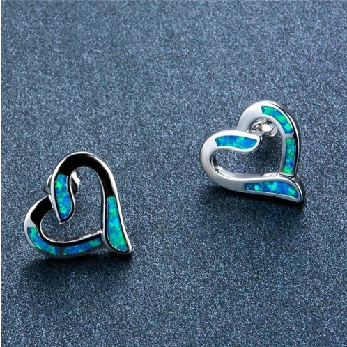 Peach Heart Necklace Ear Stud Accessories Set
