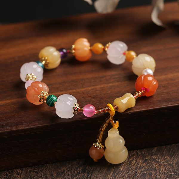 Natural Xinjiang Pumpkin Beads Bracelet Couple Retro Ethnic