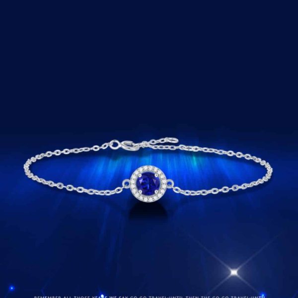 S925 Silver Inlaid Sapphire Women's Bracelet