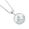 White Gold Round Blue Opal Sea Fishtail Necklace