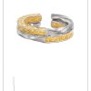 Gold And Silver Color Blocked Tang Grass Pattern Ring