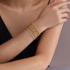 Moissanite Round Beads Classic Style Gold Twin 5-piece Bracelet Set Does Not Fade