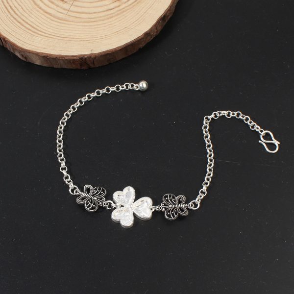 Artificial Miao Silver Ethnic Style Eardrop Frame Diy Bracelet Clover