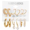Temperament Pearl Pendant Earrings Triangle Metal 9-piece Set