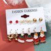 Christmas Snowman Cane Stud Earrings Combination Set