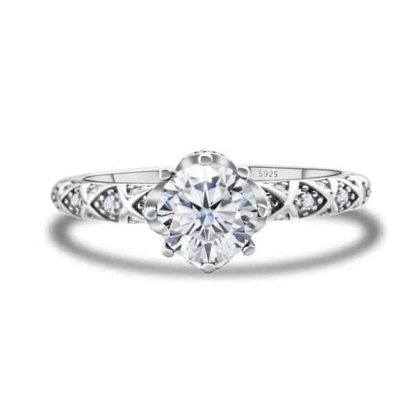 925 Sterling Silver Moissanite Ring Women's Pt950 Gold-plated Vine Winding Light Luxury