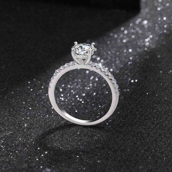 Moissanite Ring Female S925 Sterling Silver Ring Four-claw Micro-inlaid