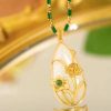 Water Drop Pendant Necklace Female Lotus Leaf Retro Fashion Elegance Clavicle Chain
