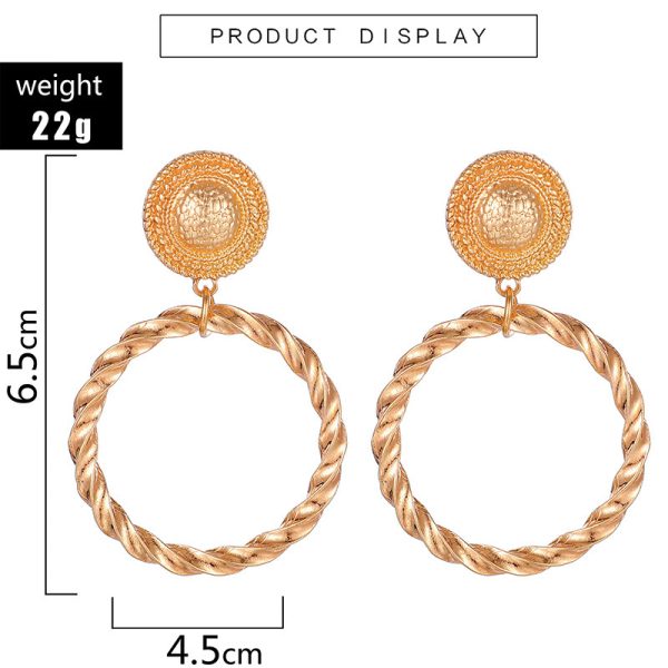 Personality Exaggerated Earrings Retro Temperament Twisted Round Circle Earrings