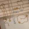 New Stainless Steel Flower Bracelet Necklace And Earring Suit Simple Fashion
