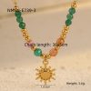 Titanium Steel Sun Cross Pendant Beaded Necklace