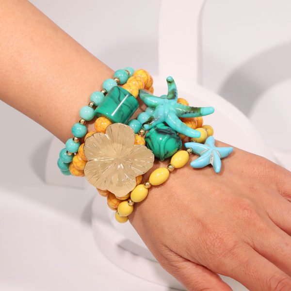 Women's Colorful Beaded Gold Starfish Bracelet