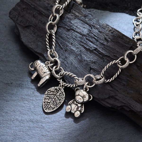 Punk Retro Elephant Pendant Bracelet Wild Leaves Cartoon Bear