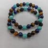 Tiger Eye Volcano Stone Orchid Pine Matte Blue Gold Stone Bracelet