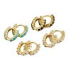 Circle-shaped Diamond Colorful Crystals Opal Zircon S925 Sterling Silver Earrings