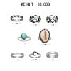 Personality Heart Shell Turquoise 8 Pieces Set Rings