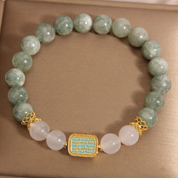 Natural Oil Green Emerald Crystal Bracelet Girls Exquisite Five Pieces Of Scriptures